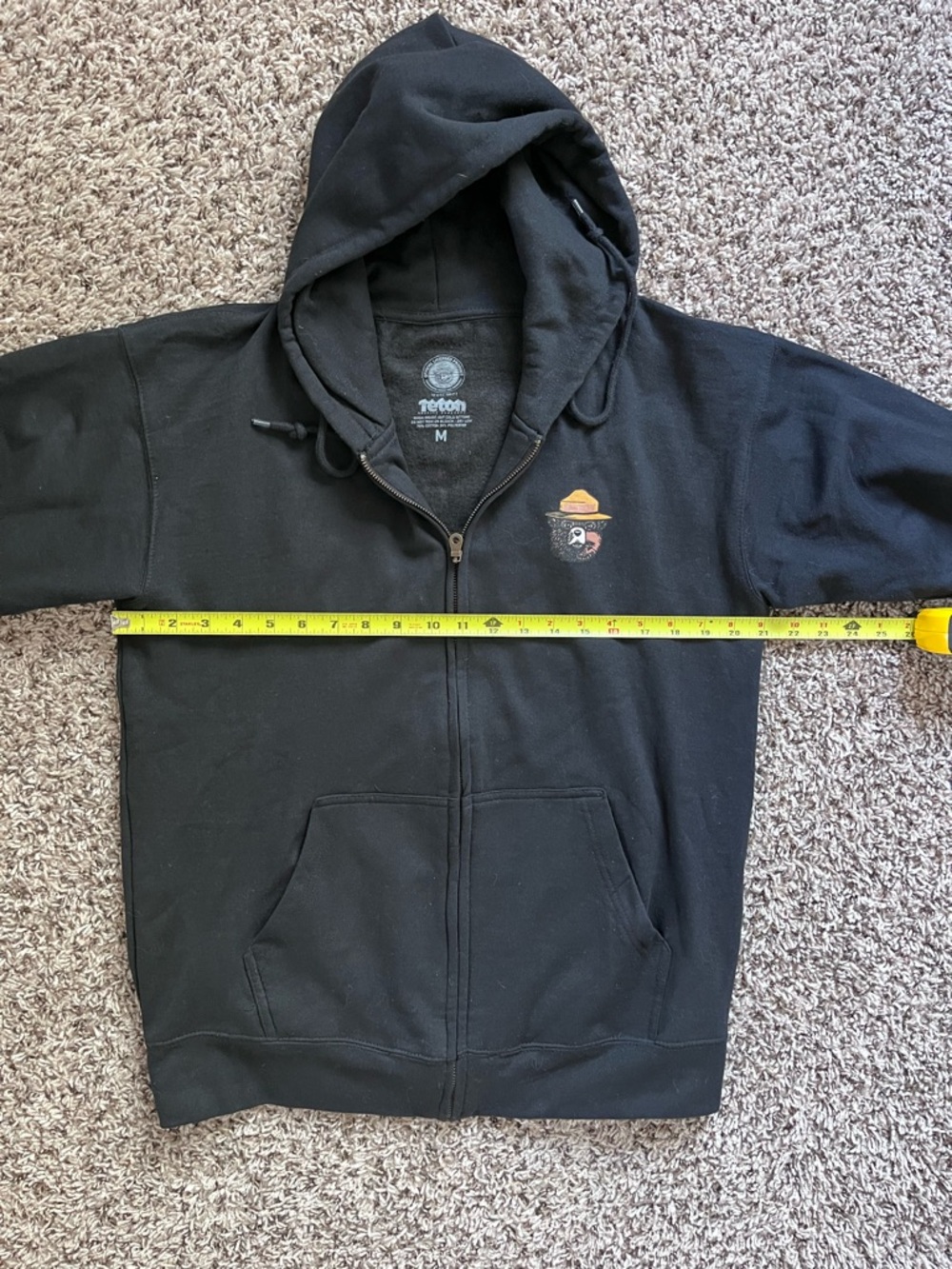 Teton Gravity Research Smokey Bear Full Zip Hoodie Mens Medium Black Fleece - Picture 4 of 6